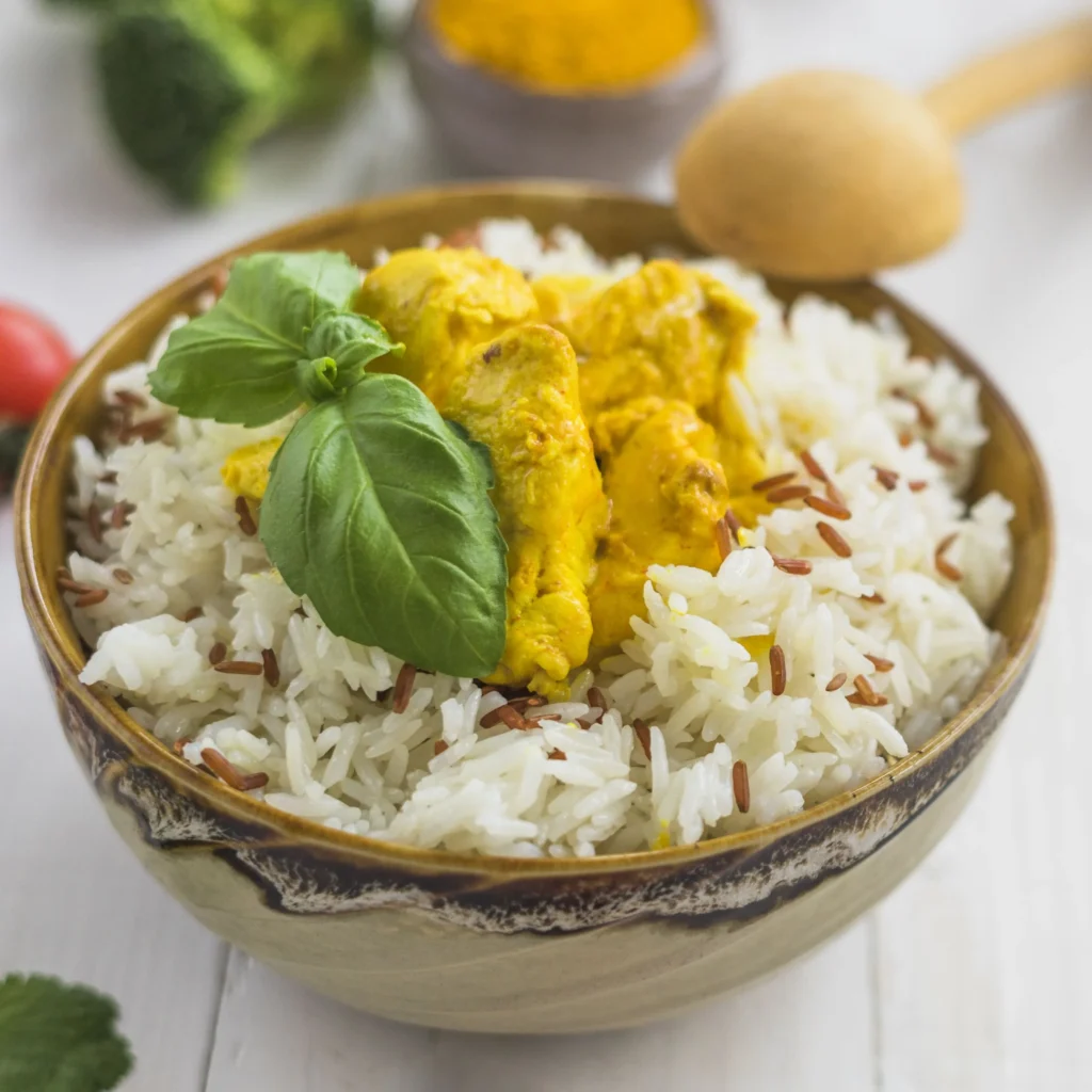 Curry de Grão-de-Bico com Arroz de Coco